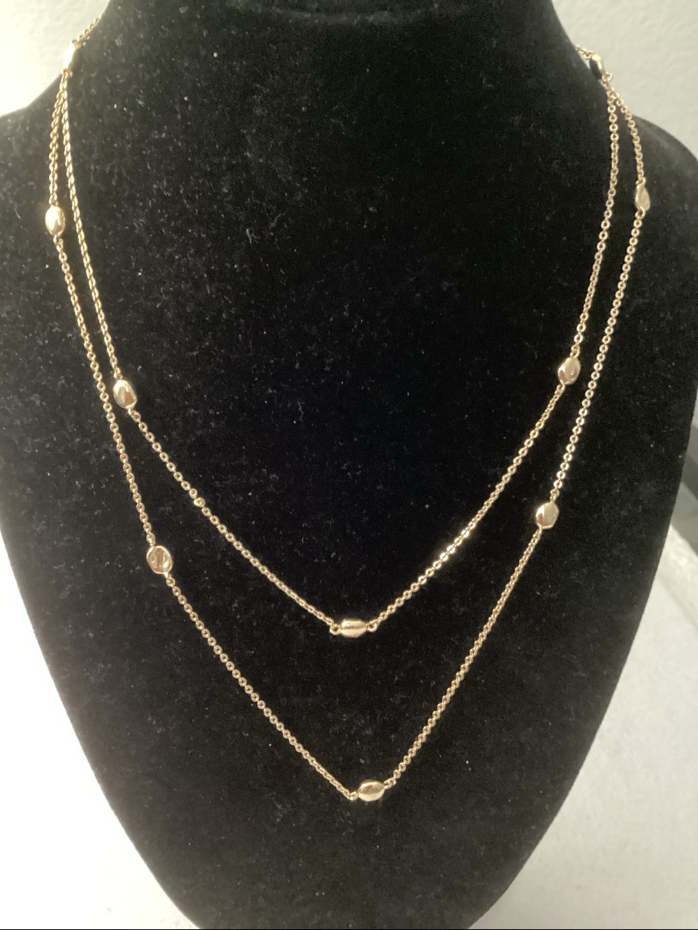 Aqua Delicate Gold Double Layered Bead Necklace